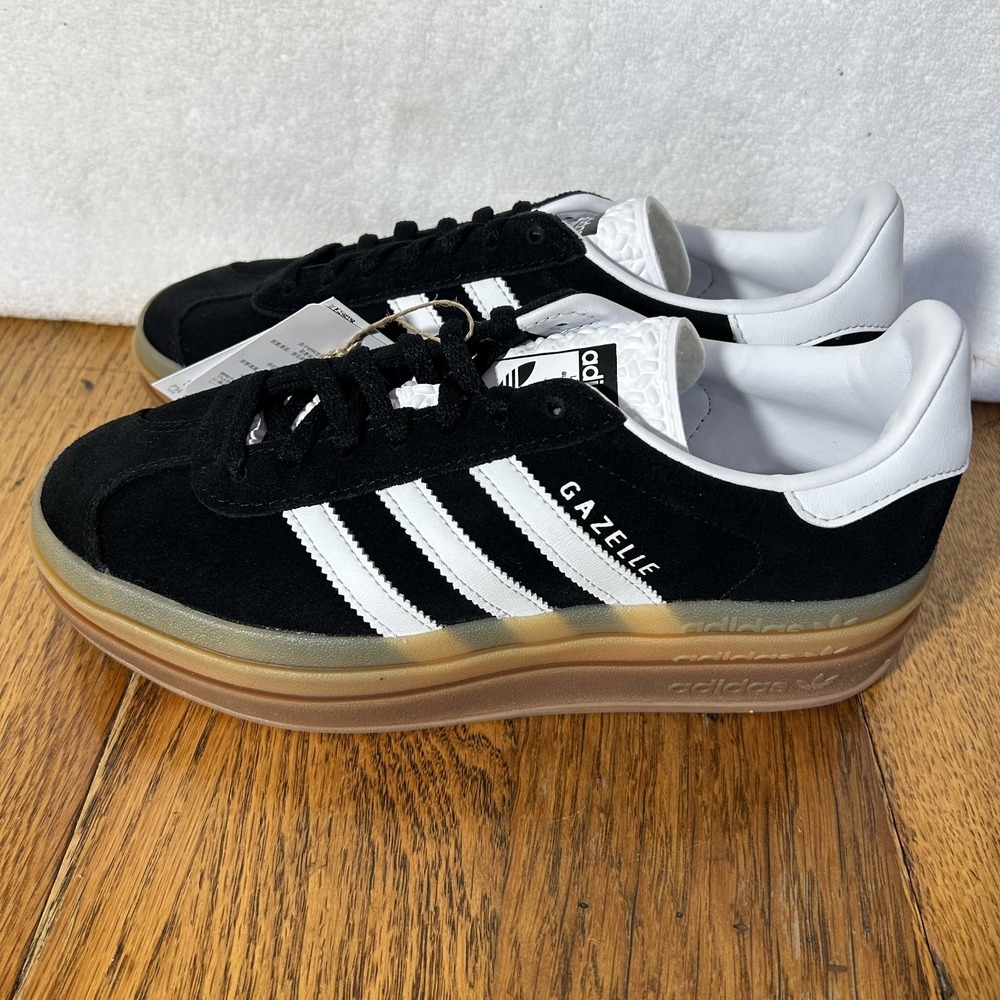 Adidas Womens Size 9 Gazelle Bold Platform Black White Gum Athletic Shoes